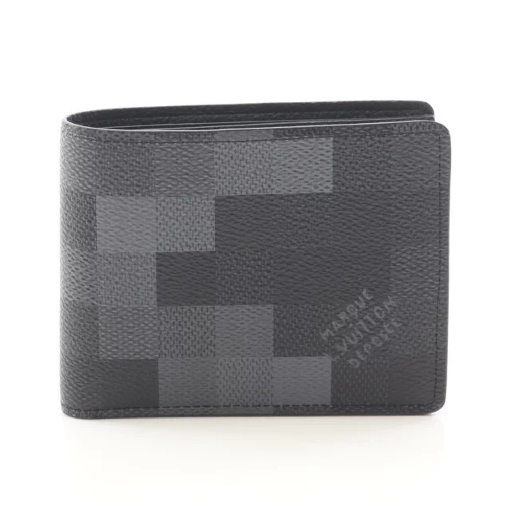 Louis Vuitton Portefeuille Slender Billfold Wallet Canvas Black Gray
